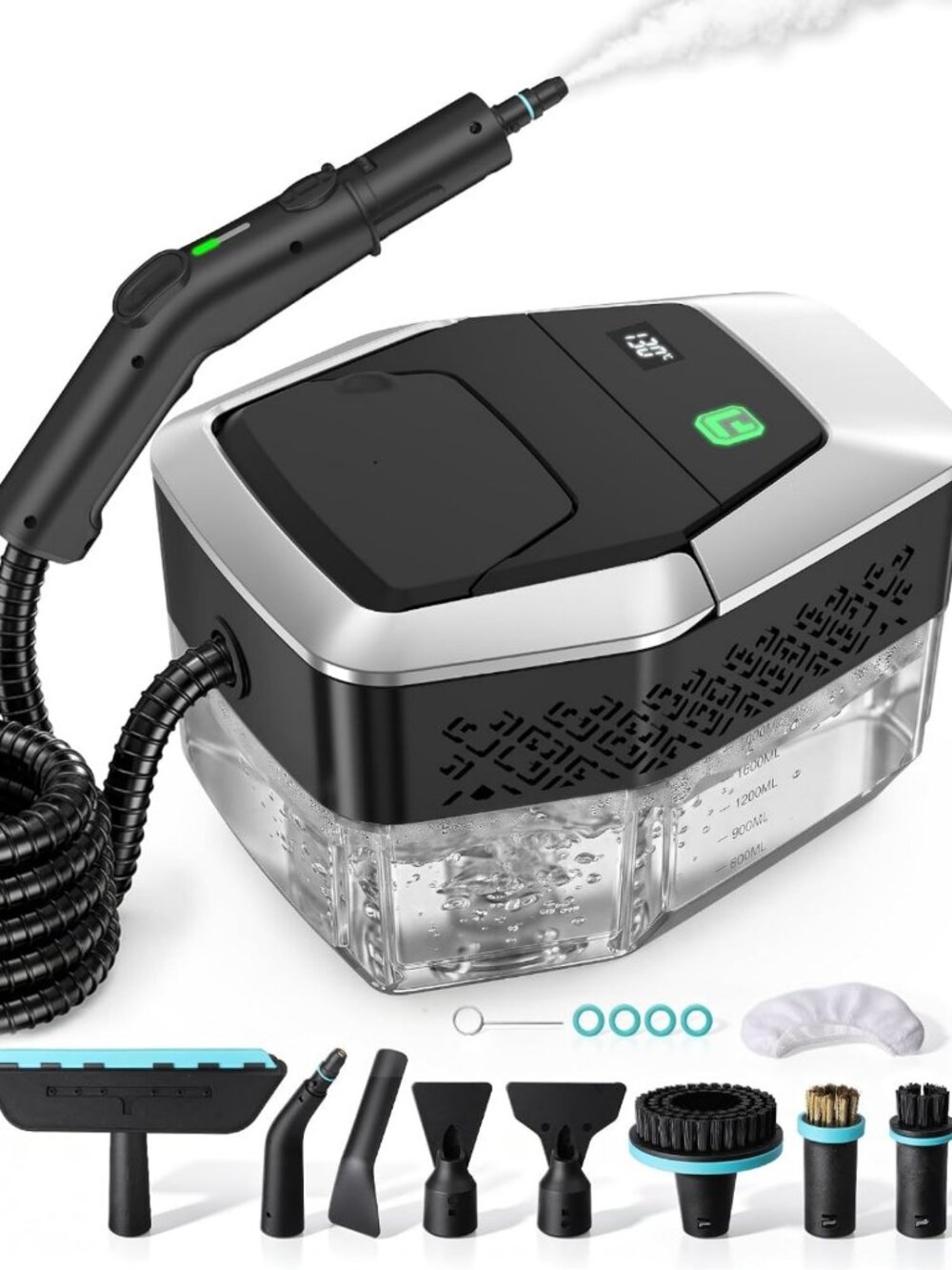 High-Pressure Handheld Steam Cleaner, 293°F, Fast Heat-Up, 1.8L Tank, 1500W